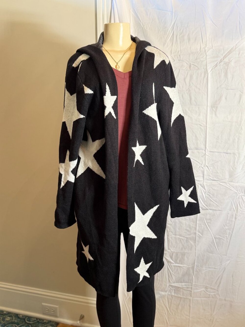 Vigoss Starry Hooded Knit Cardigan Women's L